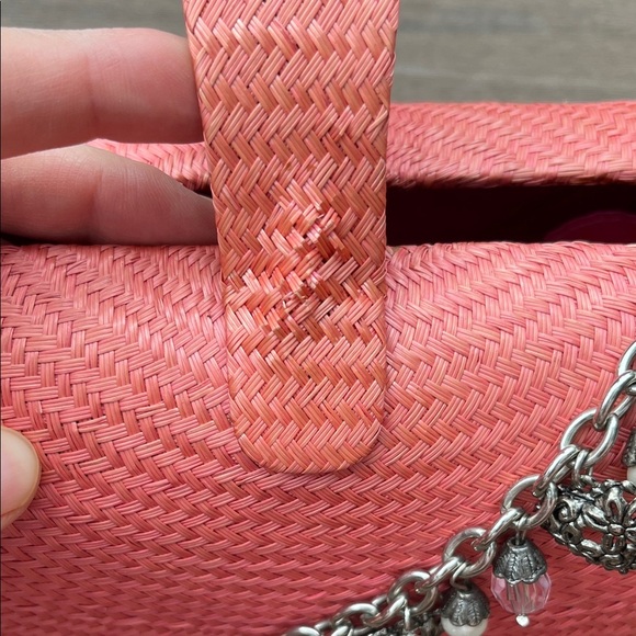 Vintage Donna Dixson Coral Woven Mini Handbag with Charm Handle - Picture 12 of 16